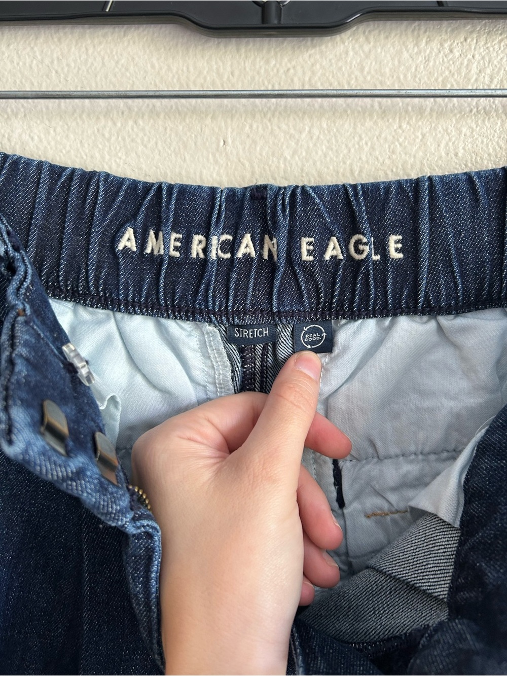 American Eagle Dark Wash Wide Leg Pleated Trouser Blue Denim Jeans Size 000 - Picture 8 of 9